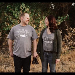 Pregnancy announcement shirts.